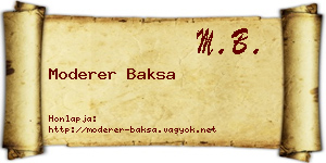 Moderer Baksa névjegykártya